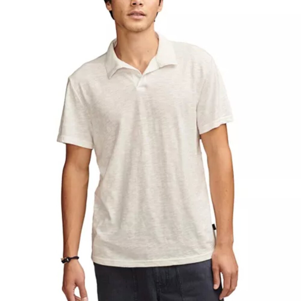 NWT Lucky Brand Men's Burnout Slub Jersey Johny Collar Polo Shirt